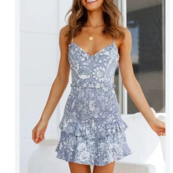 Hello Molly Blue and White Mini Dress - Picture 2 of 8